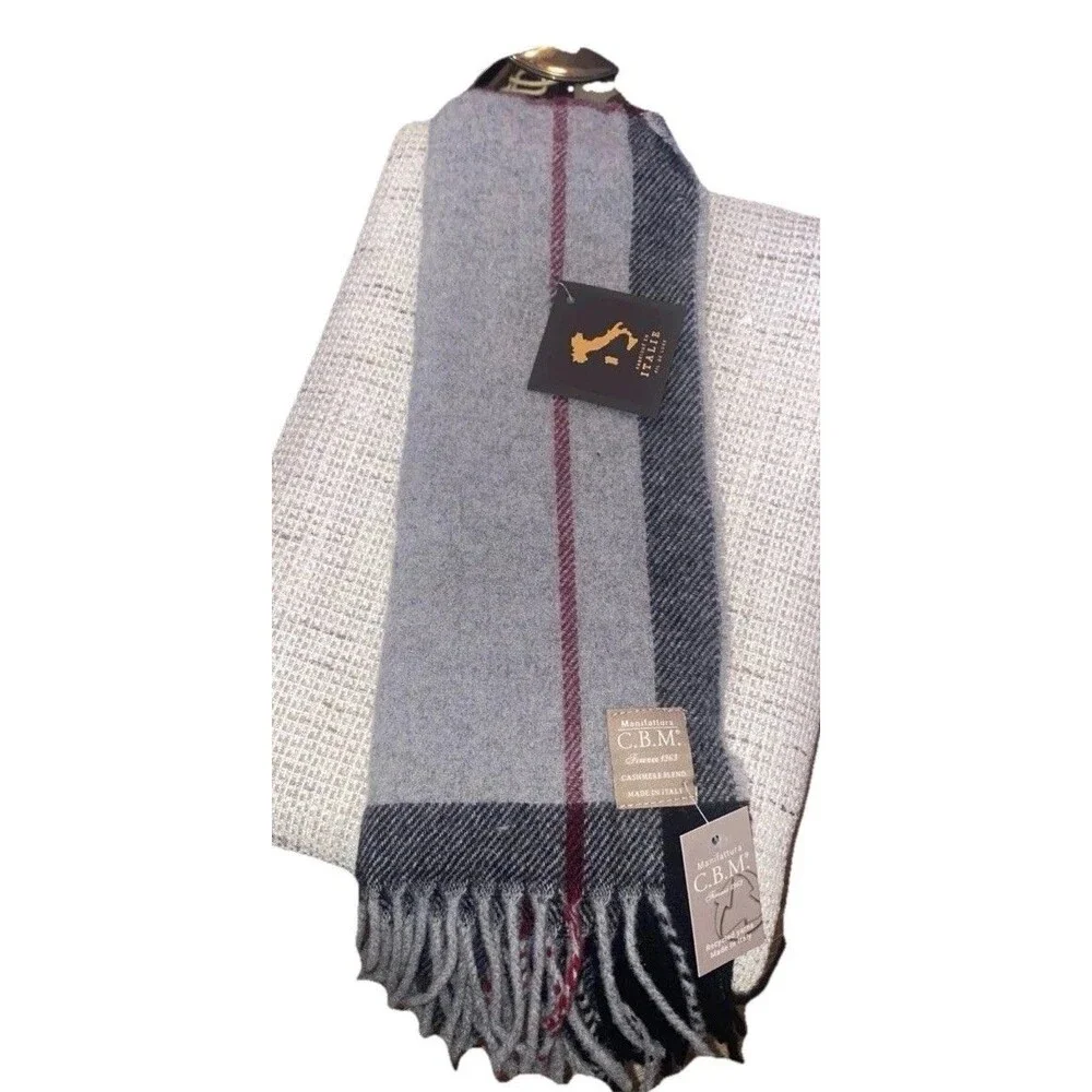 Manifattura C.B.M. Cashmere Blend Gray Scarf Made In Italy